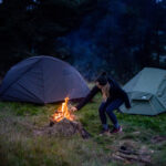 camping around a camp fire