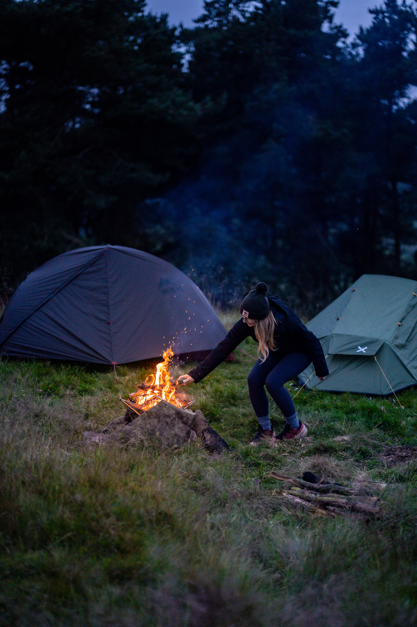 camping around a camp fire