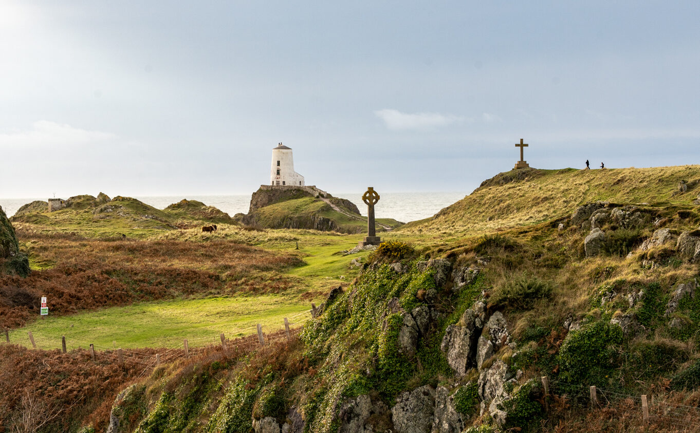 Views across to Llanddwyn Lighthouse from the barracks