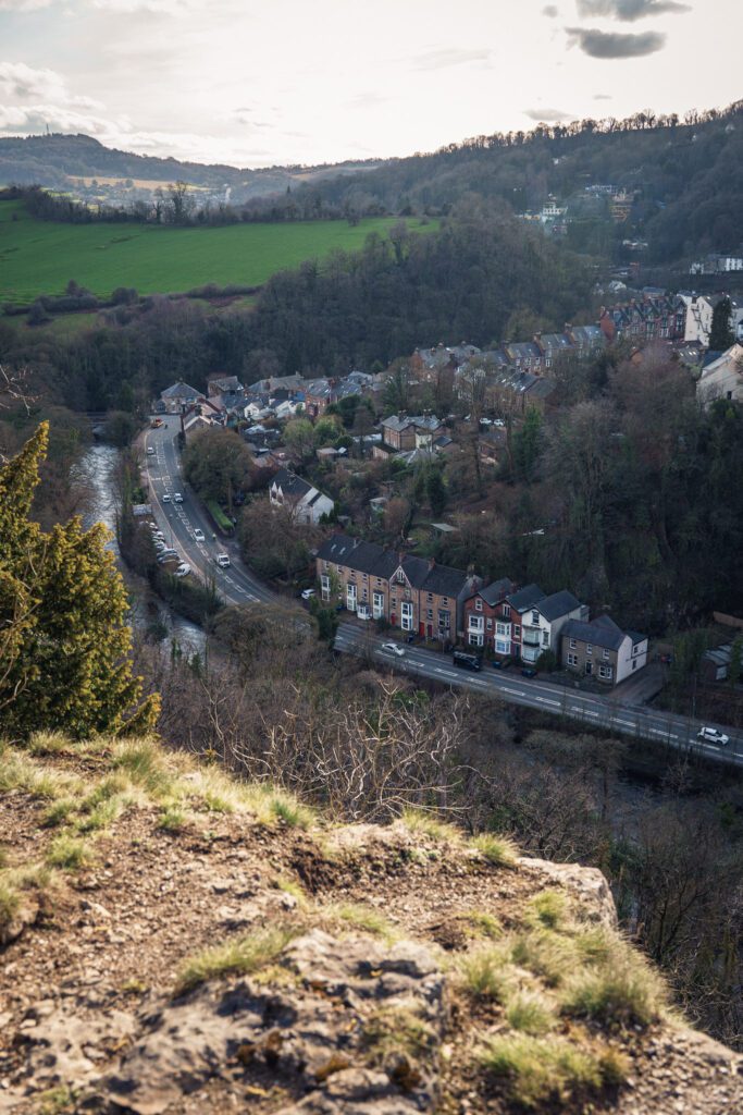 Matlock Bath and River Derwent from Giddy Edge, picturesque Derbyshire spa town