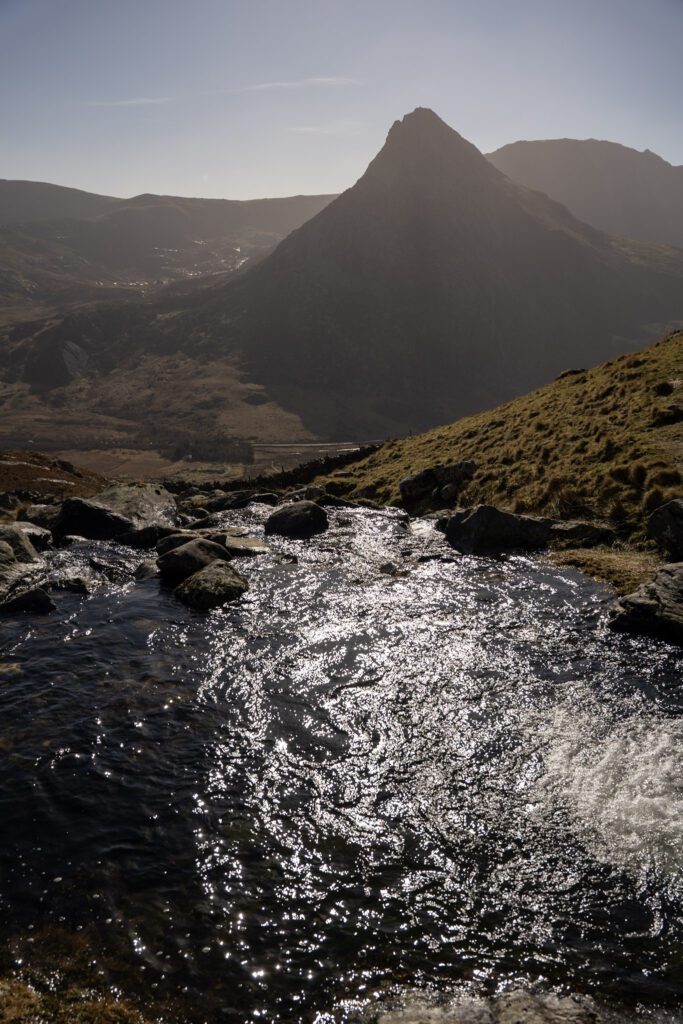 Tryfan in the background shot from infinity pool on Pen Yr Ole Wen