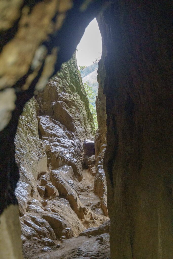 Thor's cave from the back with daylight shining through