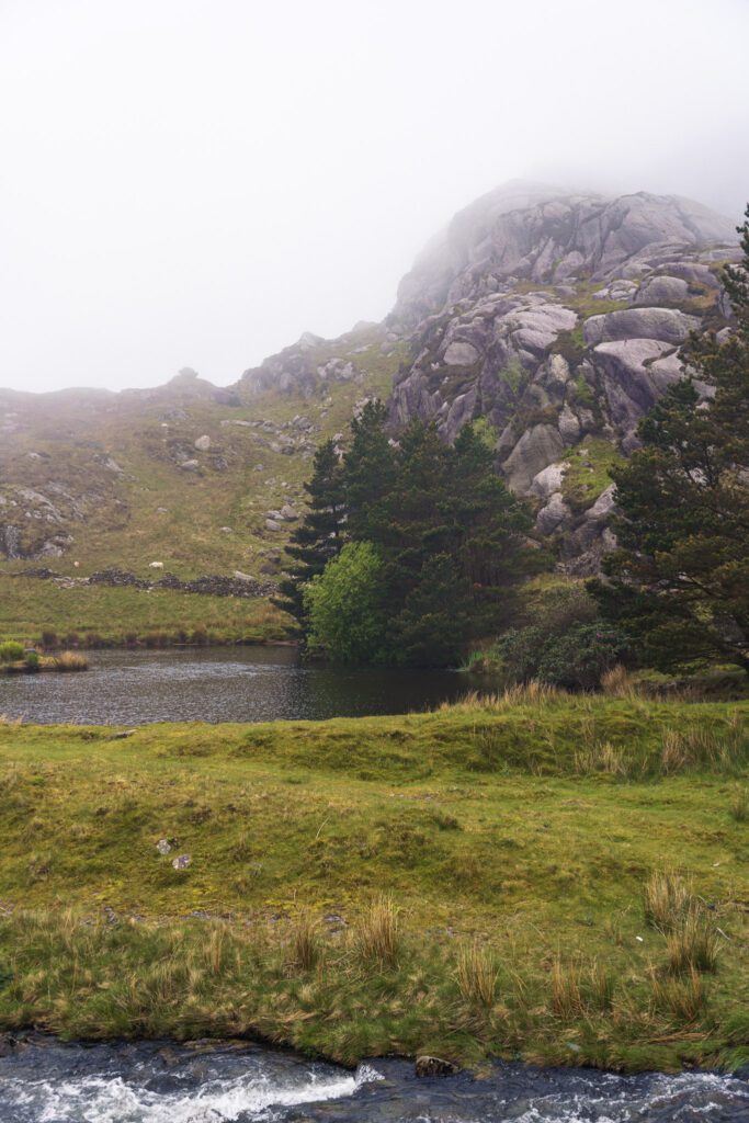 moody and mist at Cwmorthin quarry, looking towards the first little lake and over the stream