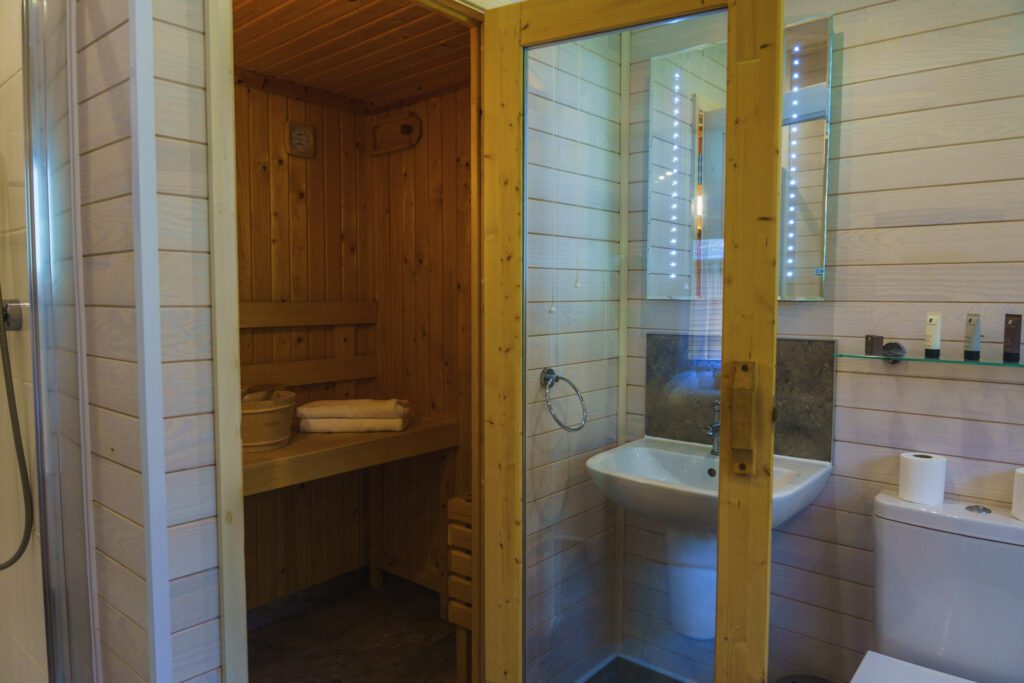 Luxury spa bathroom at Darwin Forest with sauna