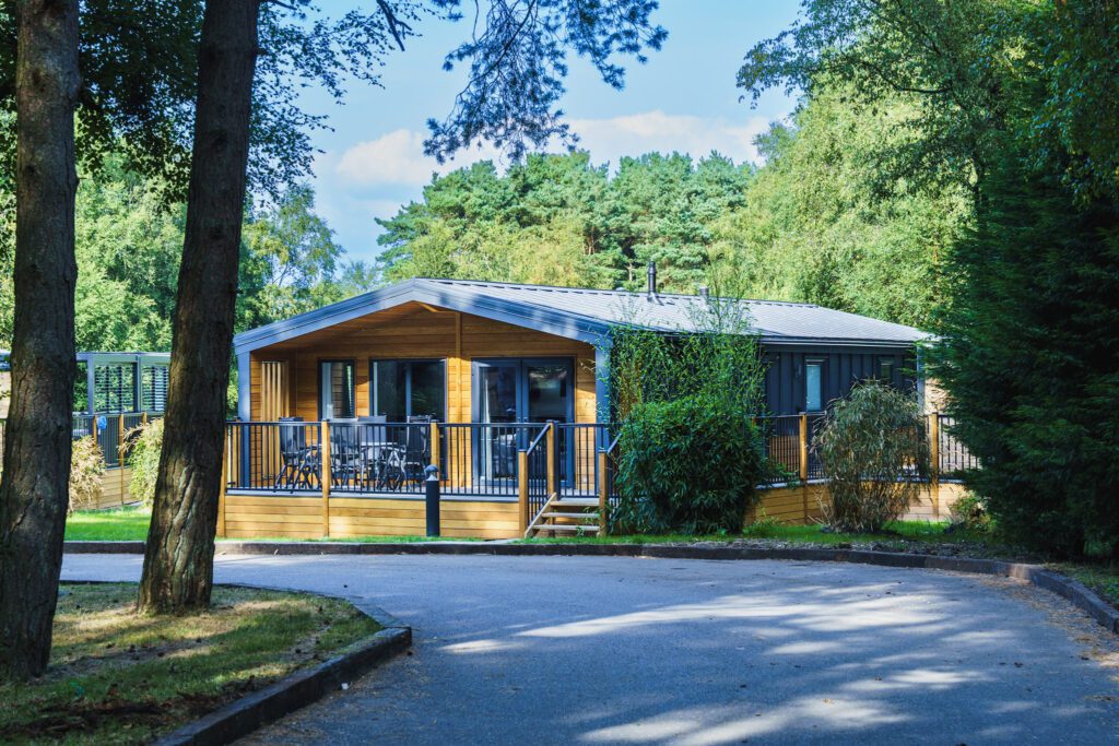 Log cabin in the woods at Darwin forest