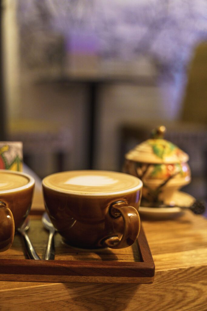 Coffee at Narrative with coffee art