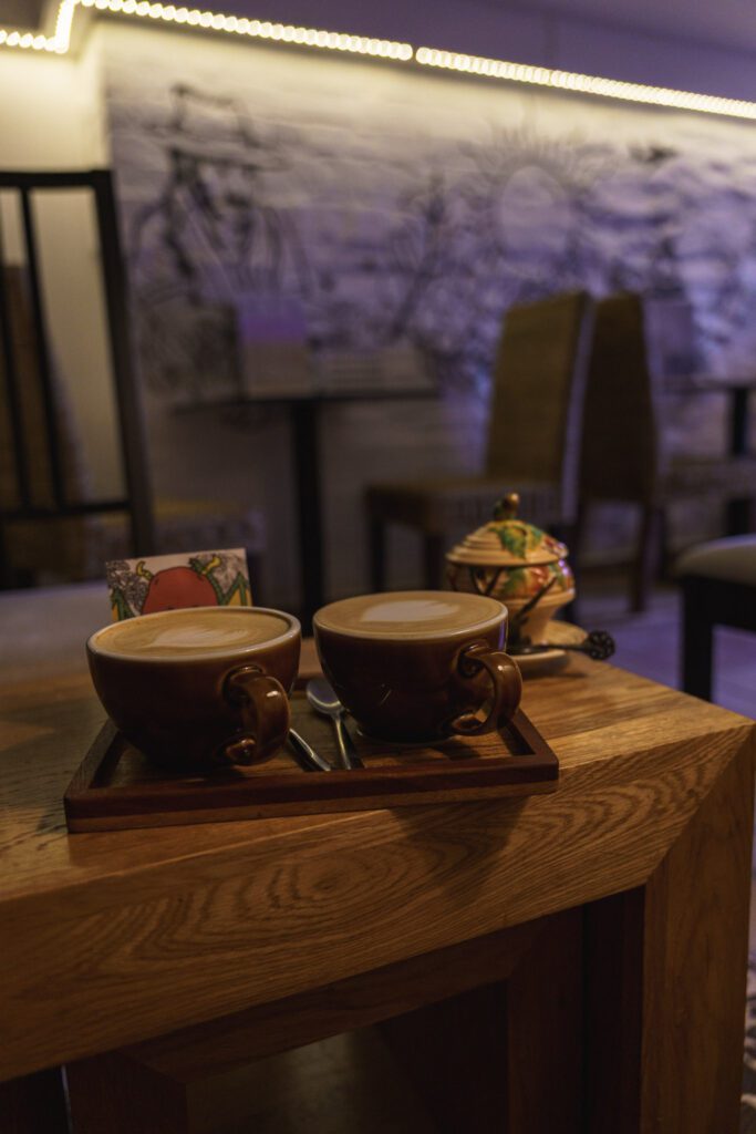 Coffee at Narrative with coffee art
