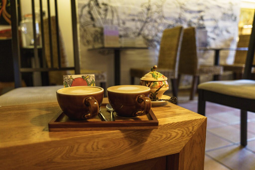 Coffee at Narrative with coffee art