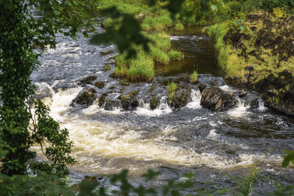 Weir on the river Wye riverside footpath