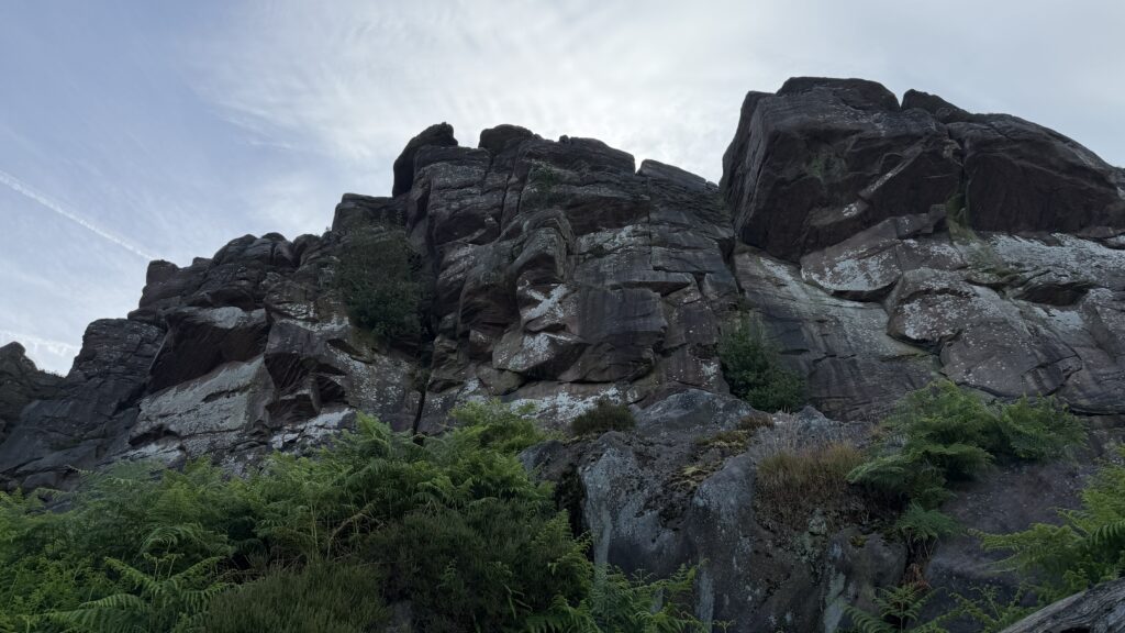 The towering gritstone edge at The Roaches