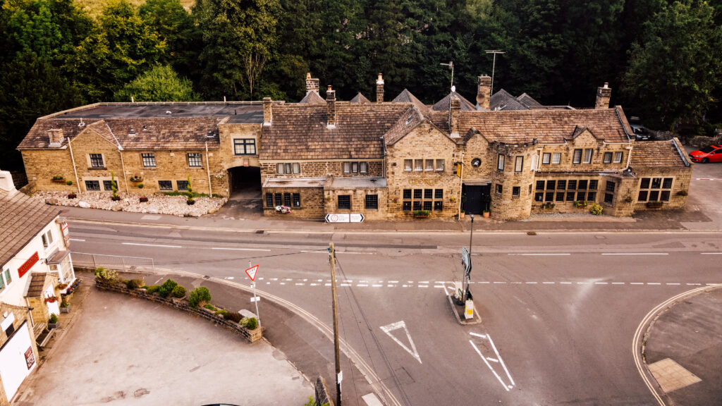 Aerial shot of The George, Hathersage