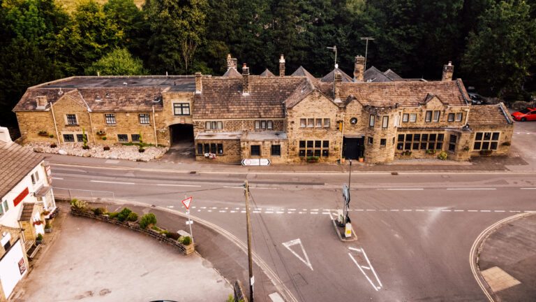 Aerial shot of The George, Hathersage