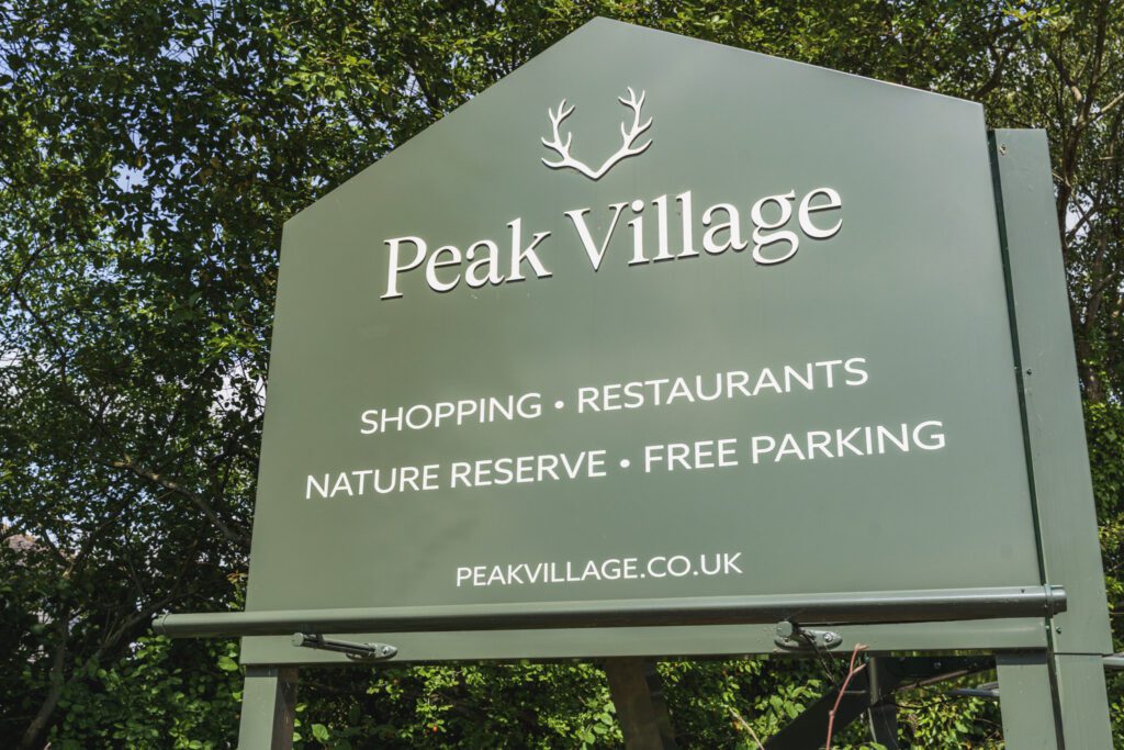 Peak village shopping centre sign, Rowsley