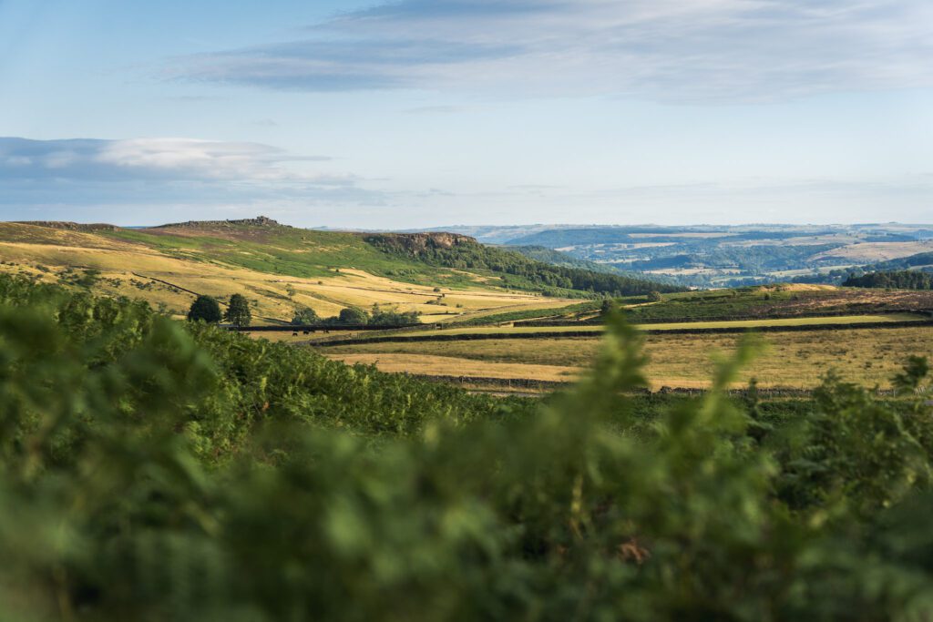 View from Stanage Edge across to Higgor Tor