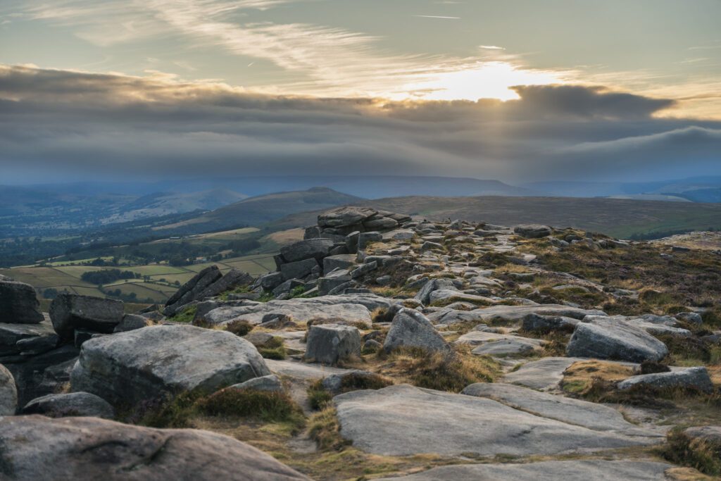 Moody skies over Stanage Edge gritstone