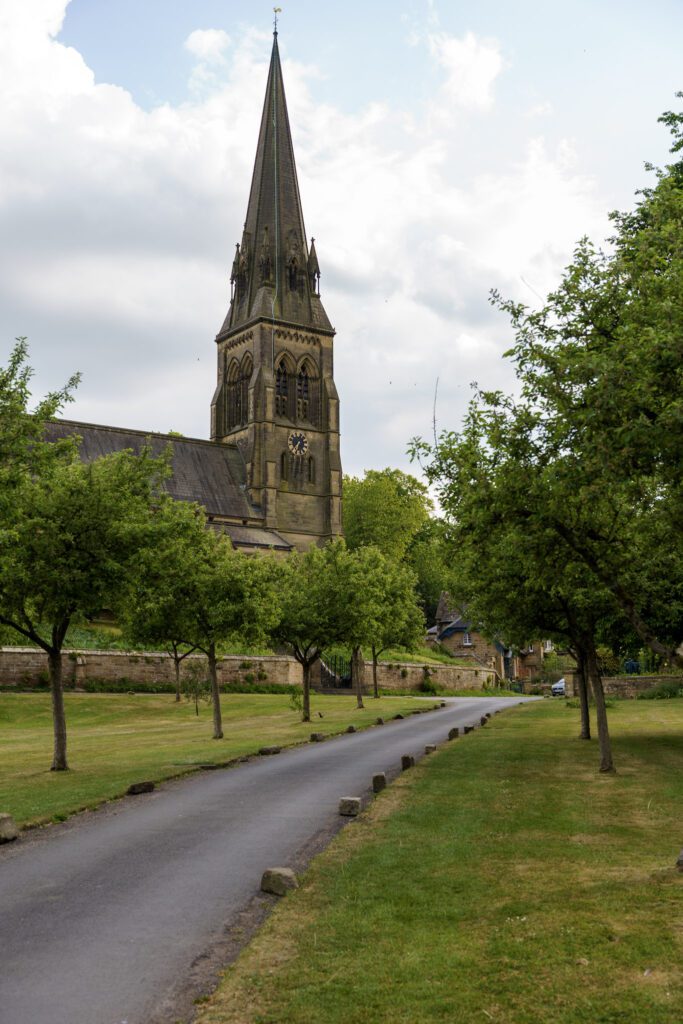 Road into Edensor village upto the church