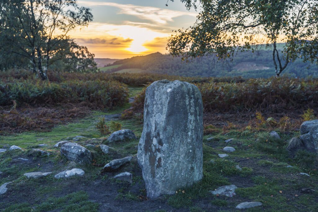 Sunset at the stone circle on Frogatt Edge